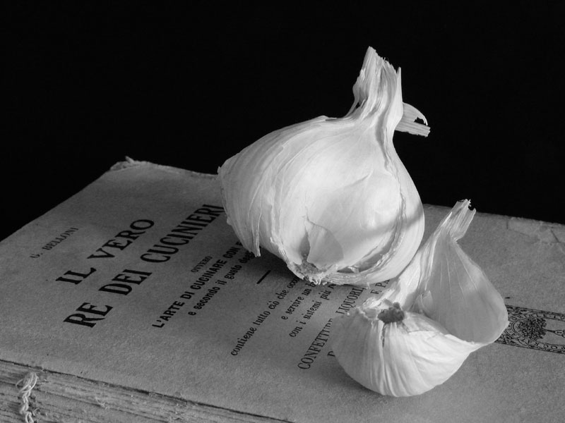 Garlic and book