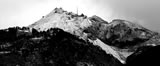 Mountain with snow in black and white
